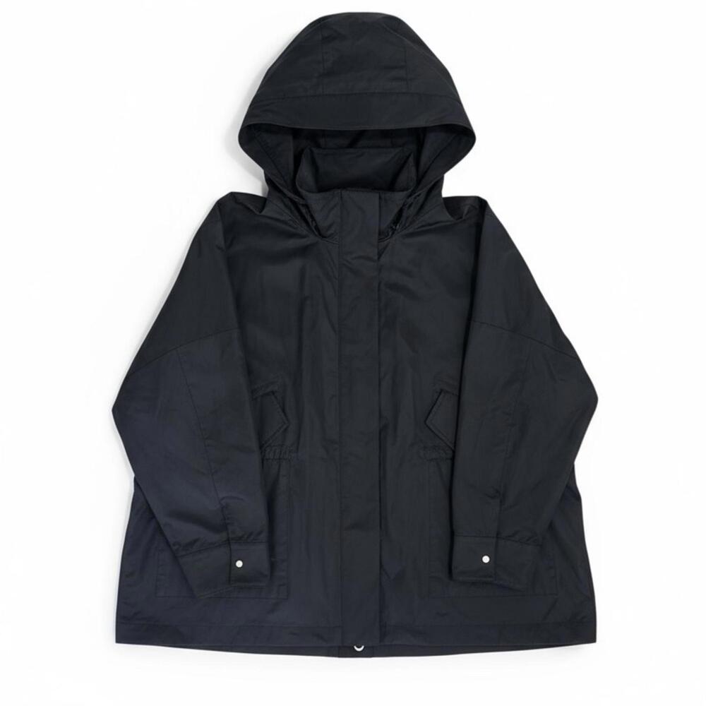 UMER Korean Designer Hooded Utility Jacket Black Raincoat Oversized L